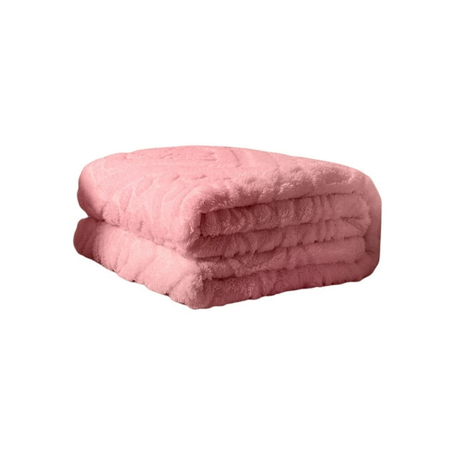 Pink Pink Flocked Jacquard Nap Throw Blanket For All Seasons Warm And Soft 27.56X39.37 Inches