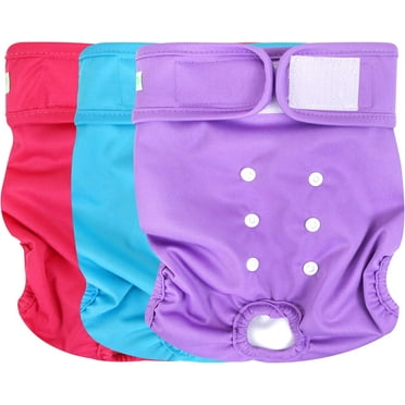 Washable Reusable Premium Female Dog Diapers, Medium Large Small Dog Doggie Puppy & Doggy Diapers Female,Period Panties in Heat (Pack of 3)