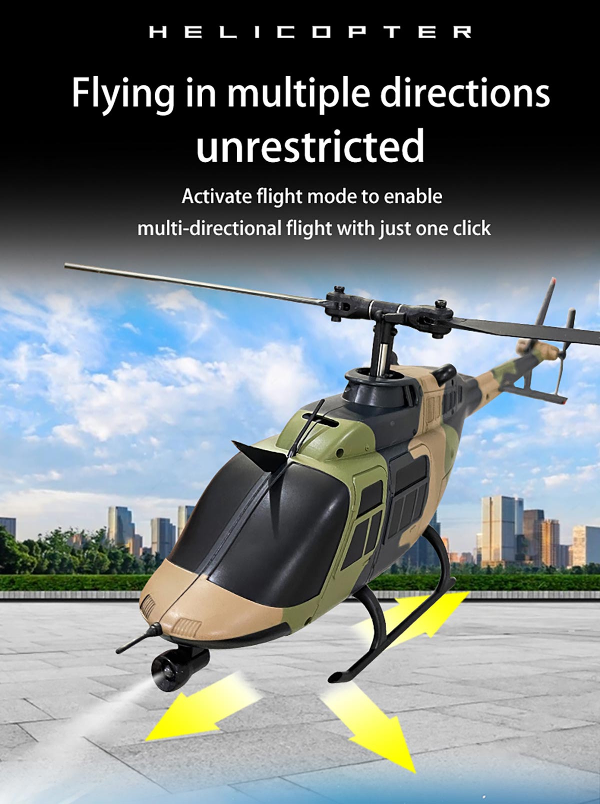 RC ERA C138 Bell 206 RC Helicopter for Adults, 1/33 Scale 2.4G 6CH Single Rotor RC Helicopter with Altitude Hold & Optical Flow Positioning - RTF
