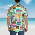 thumbnail image 7 of Turquoise Sweet Treats Cupcake Compression Men'S 3d Print Casual Button Down Shirts, Novelty Hawaiian Short Sleeves L, 7 of 7