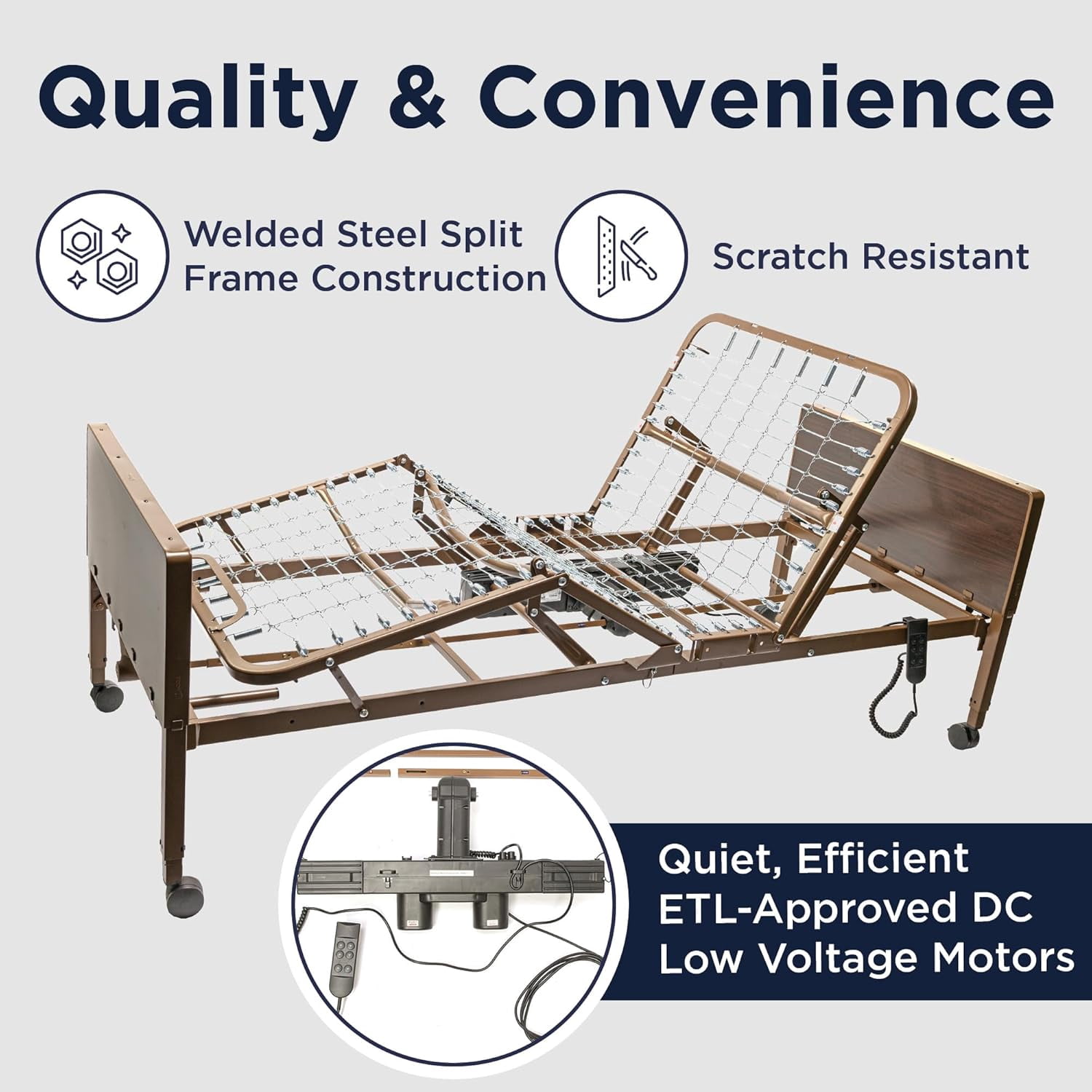 ProHeal Full Electric Hospital Bed Package With Overbed Table For Home - Rails and Mattress Included, Medical Bed - 36" x 80"