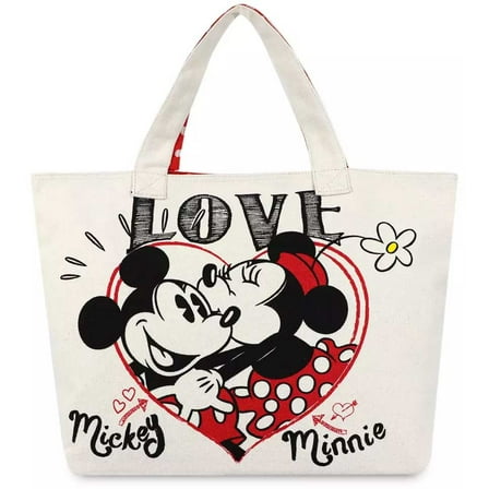 Disney Mickey and Minnie Mouse ''Love'' Canvas Tote Bag