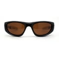 thumbnail image 1 of Trendy Sport Wrap Soft Tip Plastic Beveled Thick Plastic Sunglasses Dark Brown, 1 of 4