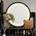 thumbnail image 4 of OXYLIFE Black Makeup Vanity Dressing Table with Mirror, 5 Drawers and Shelves (Round Lighted Mirror ), 4 of 5