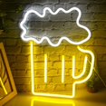 thumbnail image 1 of Letrero de neón de cerveza con luz LED, apliques decorativos de pared, neón amarillo y blanco para bar, pub, discoteca, restaurante, tienda, festival, celebración, fiesta, decoración., 1 of 5