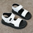 thumbnail image 2 of Zanarzt Toddler Sandals Boys Open Toe Unisex Kids Summer Slide Sandals Baby Comfort Anti Slip Open Toe Adjustable Walking Beach Shower Shoes for Boys Girls White,US 3, 2 of 5