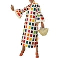 thumbnail image 3 of Fashnice Robe Longue à Manches Longues pour Femmes Robes Maxi à Carreaux Décontractées pour Fête Rouge P, 3 of 4
