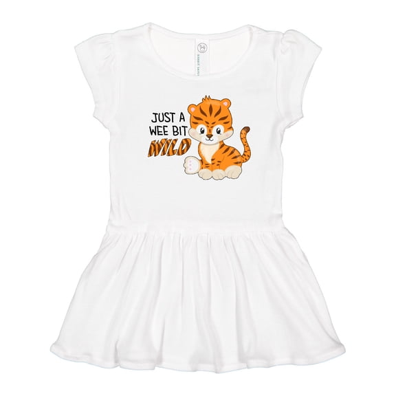 Inktastic Just a Wee Bit Wild- cute tiger cub Girls Toddler Dress