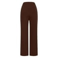 thumbnail image 6 of Womens Baggy Trousers Work Pants for Women High Waist Stretch Soft Comfy Athletic Workout Yoga Pants Fashion Casual Business Flared Trousers Drawstring Pants Women S-76 Brown S, 6 of 6