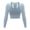 thumbnail image 5 of Maplenight Long Sleeve Workout Tops for Women Breathable Running Yoga Athletic Shirts Slim Fit Gym Crop Tops, 5 of 8