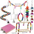 thumbnail image 3 of Natural Wood Bird Toy Set for Small Medium Birds, Parrot Cage Accessories with Swings Ladders Bells, Colorful Chew Blocks for Cage Enrichment, 3 of 6