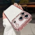 thumbnail image 5 of for iPhone 17 Pro Case, Cute Clear Glitter Bling Diamond Rhinestone Sparkly Case Camera Lens Protectors,Plating Protective Bumper Cover for Women Girls 6.3'' 2025, Pink, 5 of 9