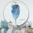 thumbnail image 2 of Designart 'Plume Damassée Bleue' Art Mural Rond en Métal Style Ferme - Disque de 36, 2 of 5