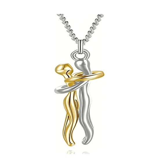 Collares Pareja Con Colgante De Abrazo Lab.g plata y dorado