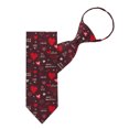 thumbnail image 3 of Jacob Alexander Men's Happy Valentine's Day Hearts and Love Phrases Pattern Pre-Tied Zipper Neck Tie - Maroon, 3 of 7
