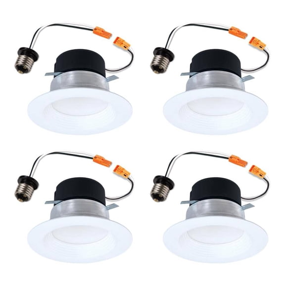 HALO LT 4 in. Selectable 5CCT IC Rated Indoor Integrated LED Recessed Light with Baffle Trim 650-Lumens, Matte White (4-Pack)