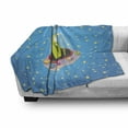 thumbnail image 3 of Space Soft Flannel Fleece Throw Blanket, Comic Ufo Alien in Outer Space with Stars Galaxy Journey Caricature Cartoon, Cozy Plush for Indoor and Outdoor Use, 60" x 80", Multicolor, by Ambesonne, 3 of 6