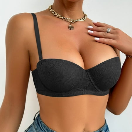 MLCDZ Women s Balconette Bra Lightly Padded Plus Size Sexy Mesh Demi Underwire Bras Wide Cushioned Straps Daily Bras Black 70B