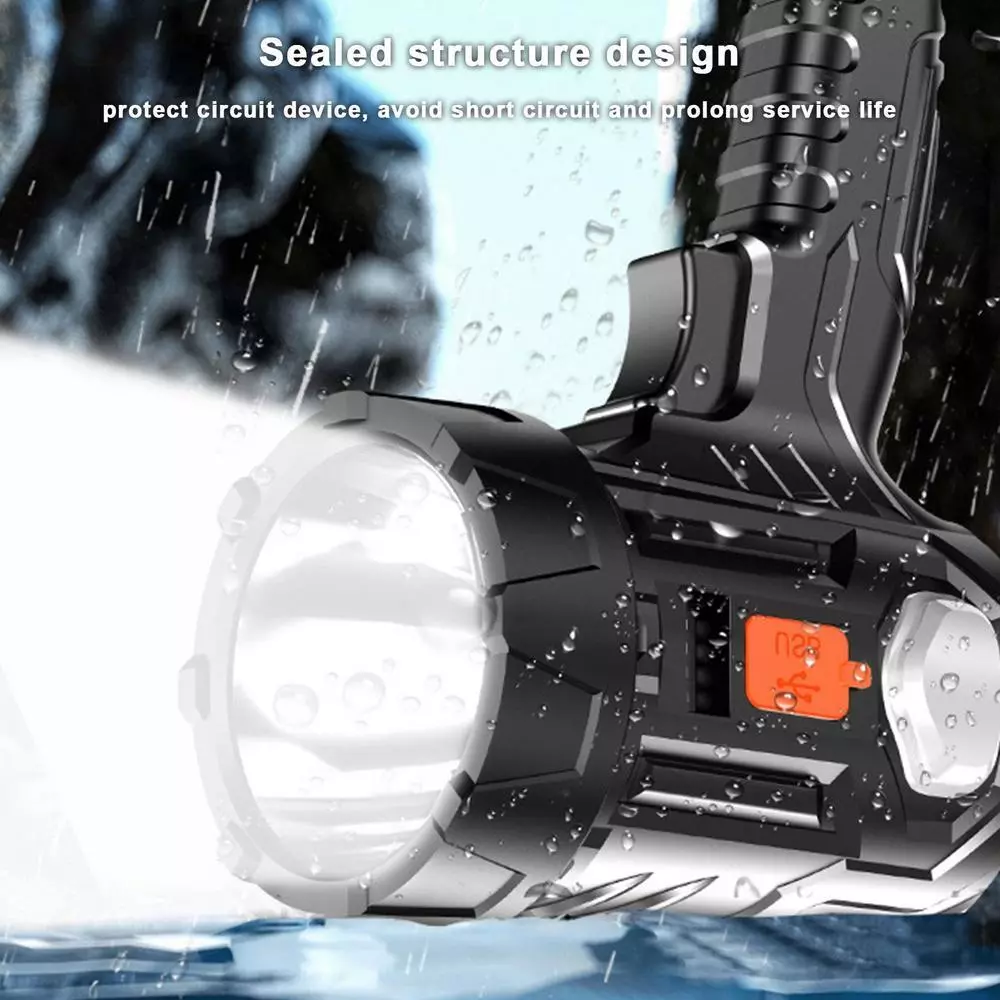 2PCS Solar/USB Super Bright Rechargeable LED Spotlight Flashlight Searchlight