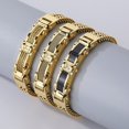 thumbnail image 3 of Pulsera de diamantes para hombre de acero inoxidable dorado creativa y de moda europea y americana, 3 of 6