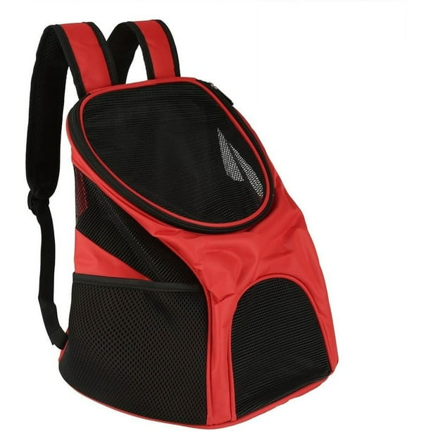 Mochila transportadora para mascotas, bolsa para mascotas de doble hombro de malla, mochila transportadora para perros transpirable con diseño ventilado, expandible (rojo)