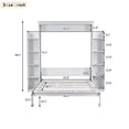 thumbnail image 2 of White Queen Size Murphy Bed with Shelves and LED Lights, 2 of 9