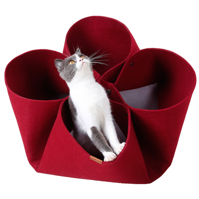 Arena para gatos Creative Petal Flower Cat Litter Dise?o original Four Seasons Cat Bed Pet Mat Función cambiable Cat Tunnel (Rojo)