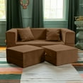 thumbnail image 3 of Jaxx Zipline Convertible Sleeper Loveseat & Ottomans, Textured Microvelvet - Toffee, 3 of 7