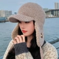 thumbnail image 5 of KkSLirnhs Winter Hats for Women Brim Winter Hats for Women with Ear Flaps Women Warm and Winter Knitted Wool Ear Protection Hat Brown One Size, 5 of 5
