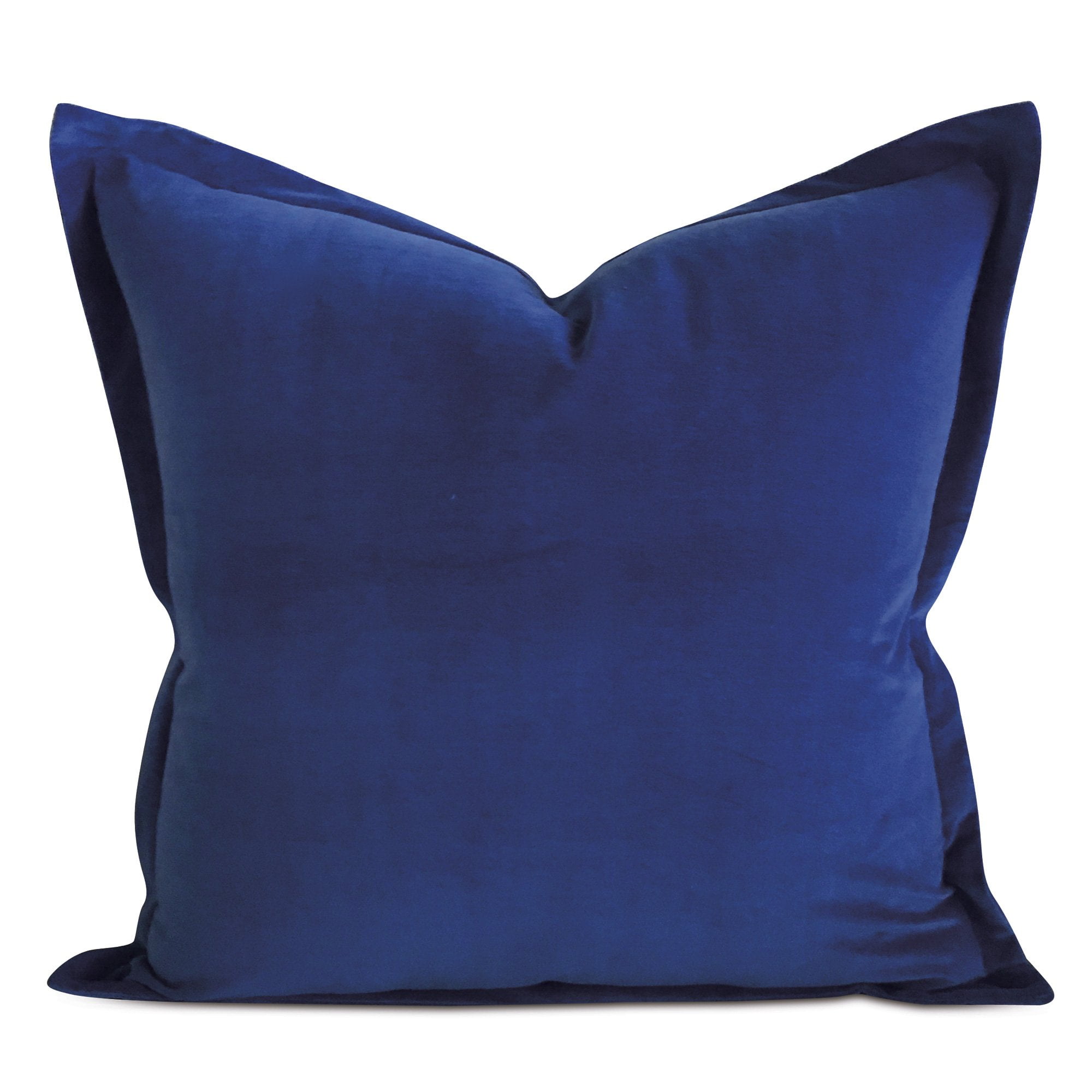 Classic Blue Velvet Self Flange Decorative Pillow Cover 22" x 22"