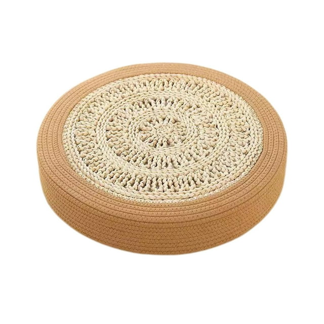 Cojín redondo de tatami para suelo, para silla, decoración del hogar, estilo japonés, meditación, 40 cm Caqui