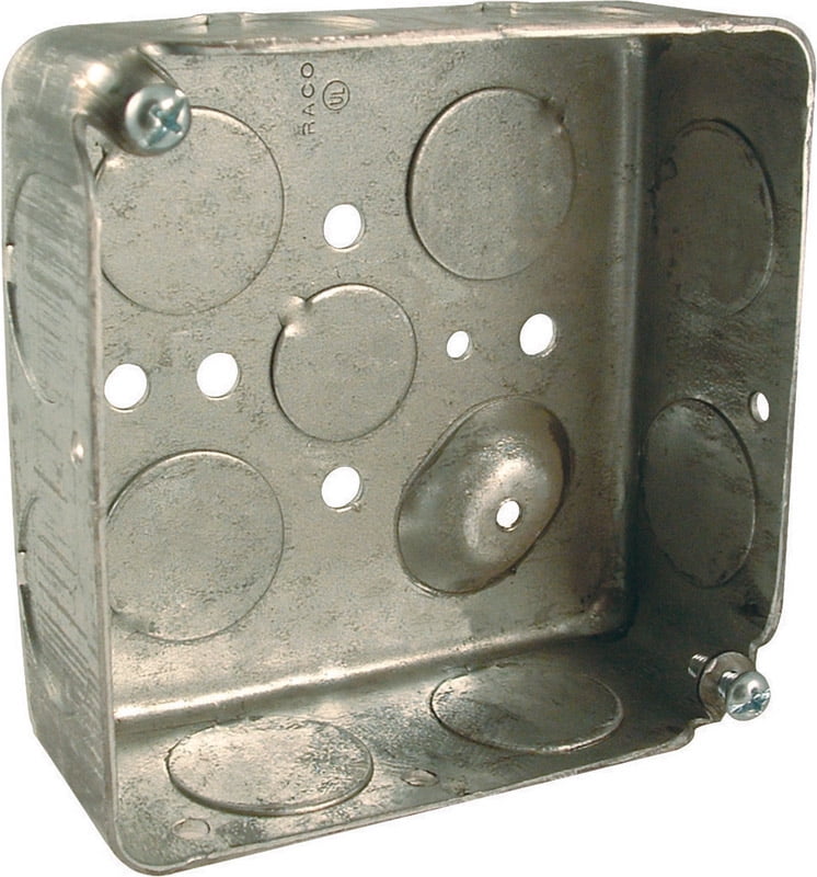 Raco  4 in. Square  Steel  2 gang Junction Box  Gray