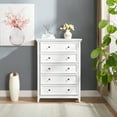 thumbnail image 3 of HSUNNS 5 Drawer Dresser for Bedroom, Chest of Drawers for Bedroom, Storage Cabinet Nightstand Dresser Organizer with Modern Design, Closet, White, 3 of 11