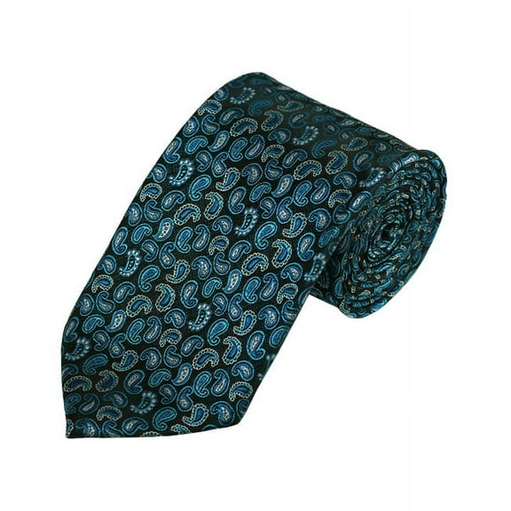 Turquoise, Oasis And Peacock Blue Paisley Woven Necktie
