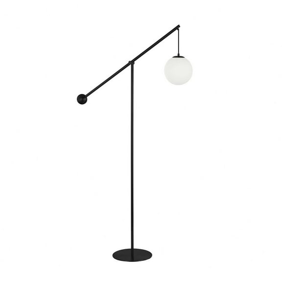 Dainolite 1 Light Incandescent Floor Lamp Matte Black with Opal Glass