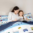 thumbnail image 4 of Homewish Preppy Child Colorful Railway Train Bedding Comforter Set 7-Piece,Cartoon Steam Engine King Bedding Sets,Kawaii Railroad Car Ultra Soft Bed Sheets,Breathable Home Decor,Reversible, 4 of 8