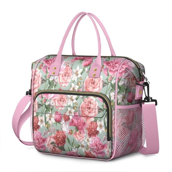 Pioneer Flower Floral Print Pattern Womens Lunch Box for Work,Insulated Large Lunch Bag for Tween and Teen,Loncheras Para Mujer,Leakproof Adult Lunch Bag for Work,Beach,Travel,Picnic,Camping