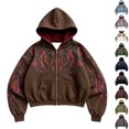 thumbnail image 4 of Men's Y2k Goth Graphic Zip Up Hoodies Long Sleeve Grunge Punk Sweatshirt with Pockets, 4 of 8