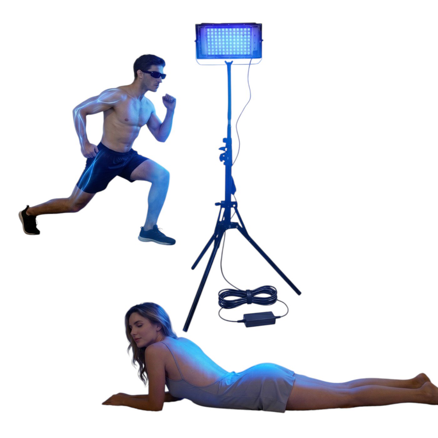 54W Tanning Lamp for Home Use, 460nm Blue Light Sun Lamp with Adjustable Tripod Stand, Portable Indoor Tanning Light for Face and Body