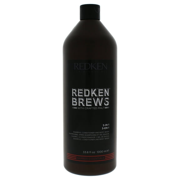 Redken Brews 3-in-1 Shampoo, Conditioner and Body Wash for Men, 33.8 Oz
