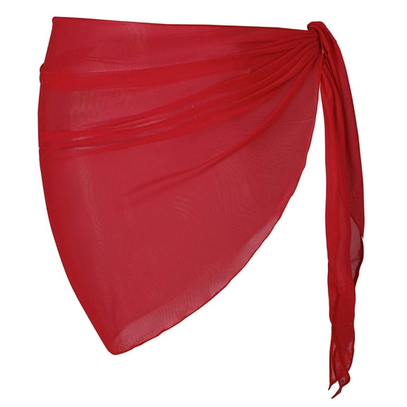 Wyobmus Women Beach Sarong Bathing Suit Wrap Skirt Sheer Bikini Swimsuit Cover Ups for Swimwear Bathing Suit A-Red