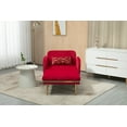 thumbnail image 2 of Accent Chair with Ottoman, Comfy Velvet Chaise Lounge Chair with Footrest and Pillow, Upholstered Single Sofa Chair with Adjustable Backrest and Metal Legs for Living Room Office, Red, 2 of 8