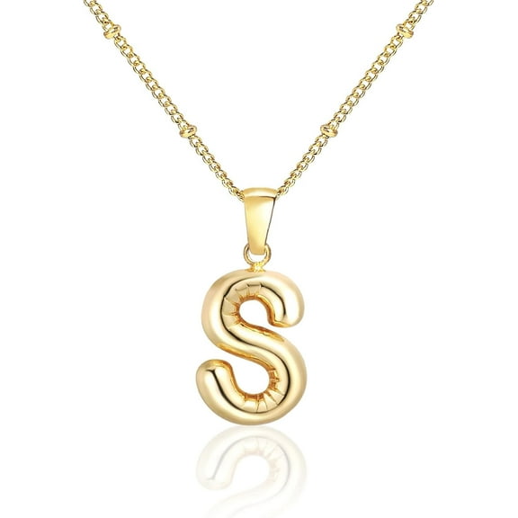 Jimin Initial Necklace for Women Gold Bubble Letter Necklace Balloon Necklace Large Bubble Puffy Charm Bead Chain Necklaces Christmas Birthday Gifts for Mum Daughter Girlfriend Sister Wife