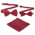 thumbnail image 1 of Pajarita para hombres, pajaritas ajustables con pañuelo de bolsillo, conjuntos de pajaritas preatadas para bodas (Rojo vino, 2 tamaños), 1 of 6