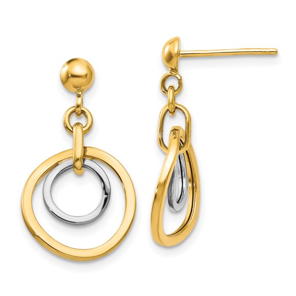 Primal Gold 14 Karat Two-tone Gold Circle Post Dangle Earrings