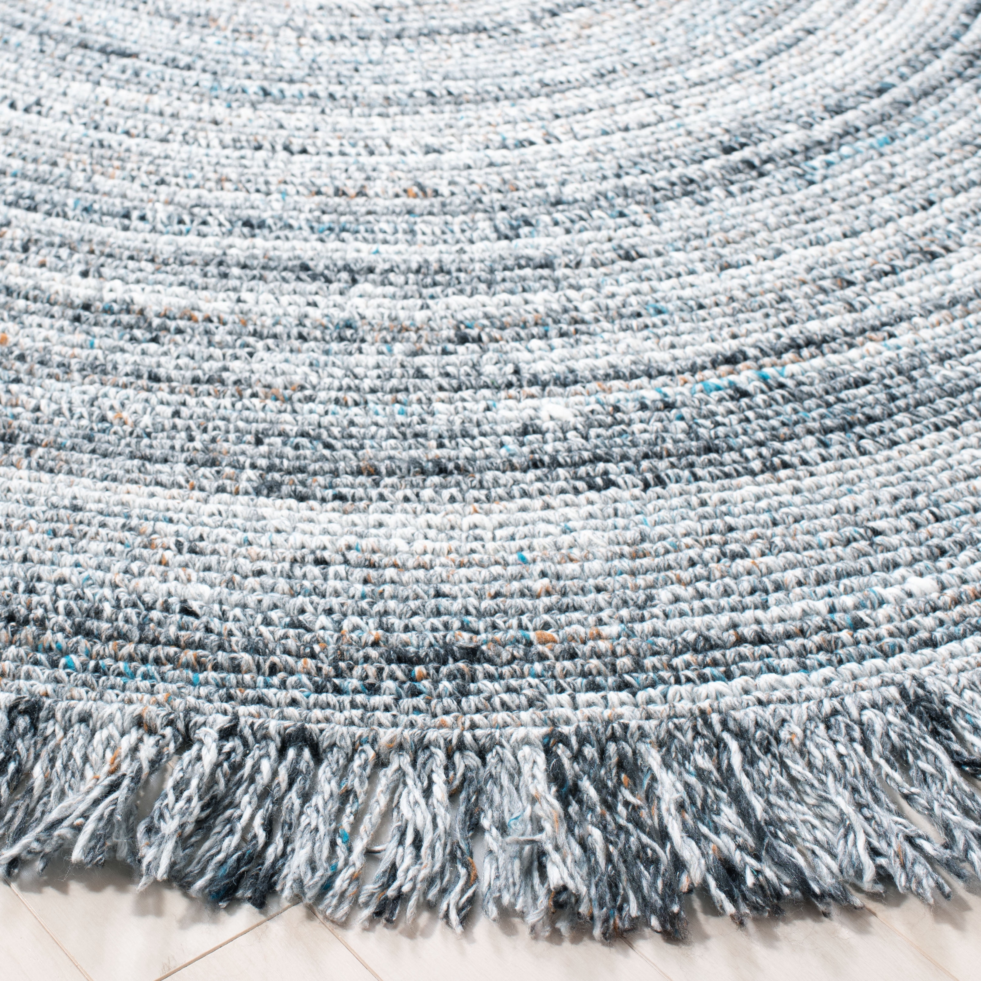 SAFAVIEH Braided Isador Solid Polyester Reversible Area Rug, Gray/Blue, 6' x 6' Round