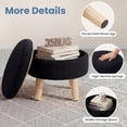 thumbnail image 2 of JIOABL Ottoman with Storage, 350lbs Capacity, Soft Teddy Fabric, Round Footrest, Wooden Legs, for Living Room & Bedroom, Black, 2 of 6