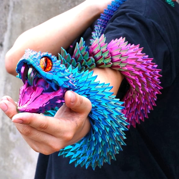 47.5inch 3D Printed snake,Flexible Joint Animal lacertid Figurines,Realistic Eyes, Home Office Decor,Fidget Toy for Adults Teens Boy Festival Gifts