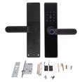 thumbnail image 1 of Cerradura de puerta inteligente WiFi con huella dactilar, contraseña, tarjeta IC, recargable, doble lengüeta, digital, con manija, para el hogar, Tuya, 8 idiomas, 1 of 14