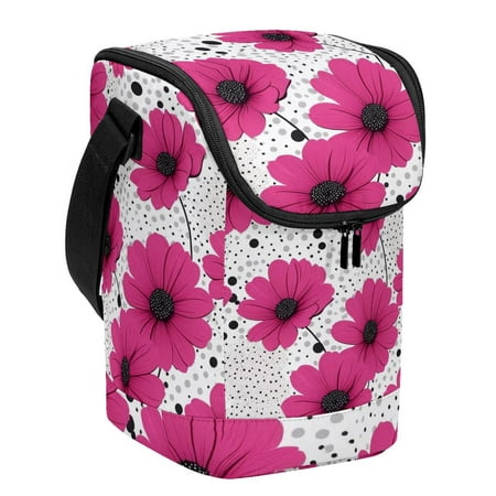 

Anna Cowper Stand-up Picnic Bag for Women/Men Travel Shopper Large Capacity Food Delivery Bag Handbag Insulation Bag Pink Daisy